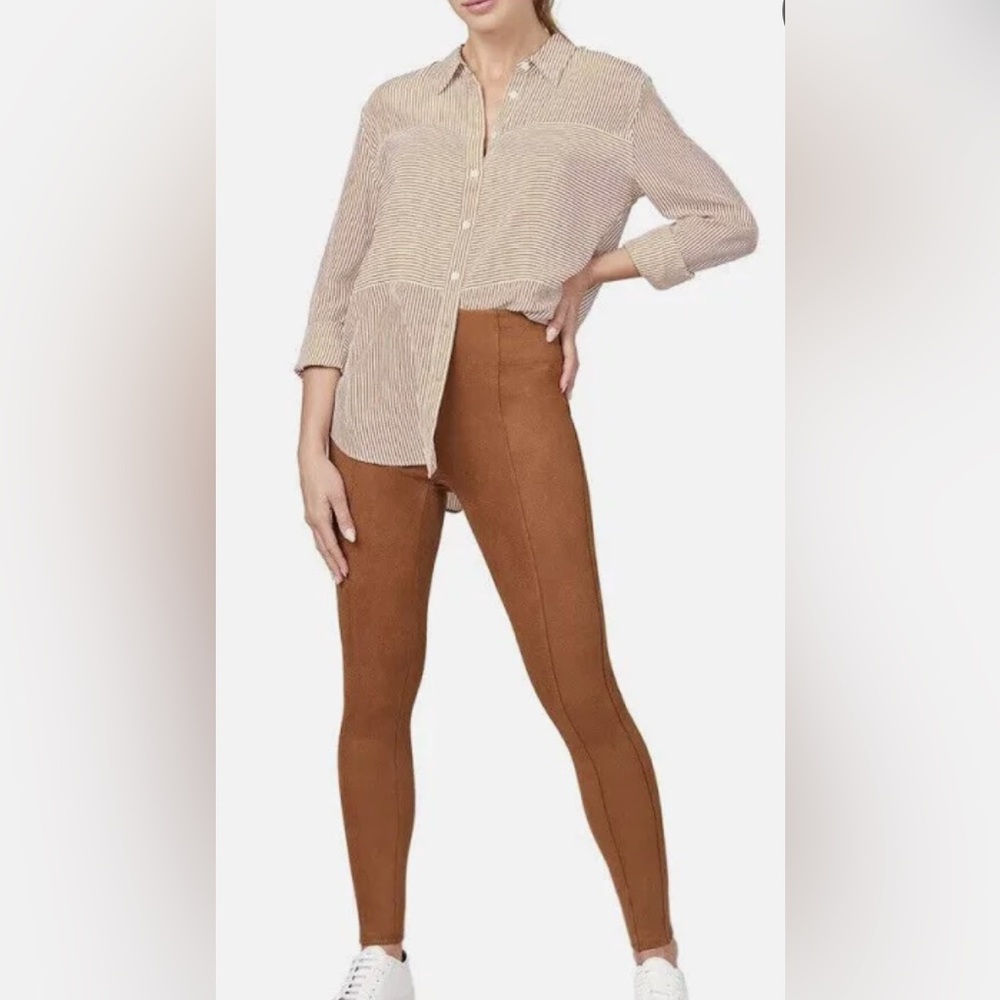 NEW Spanx Faux Suede Leggings, Caramel, Size Large. NWT